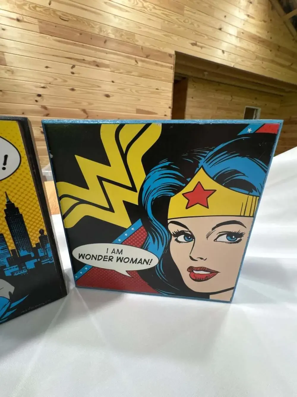 Open Road Brands DC Comics Batman and Wonder Woman Pop Art Wood Box Signs Set